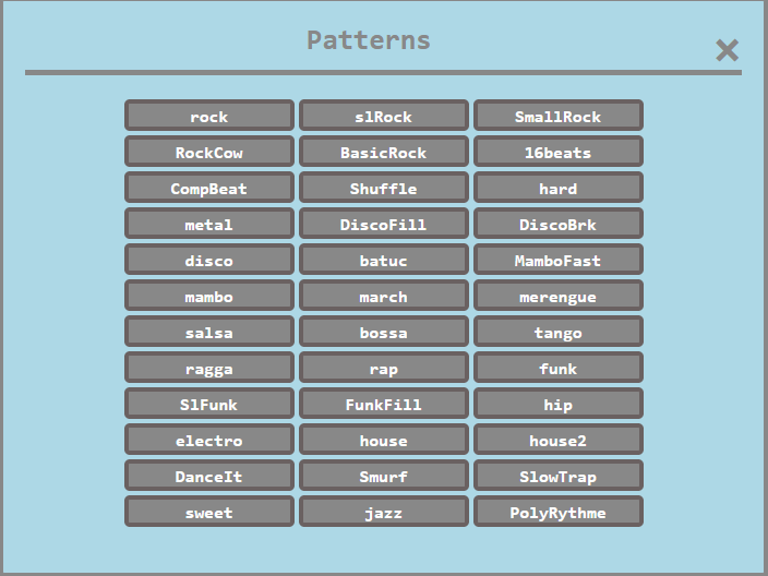 online ordrumbox pattern list panel